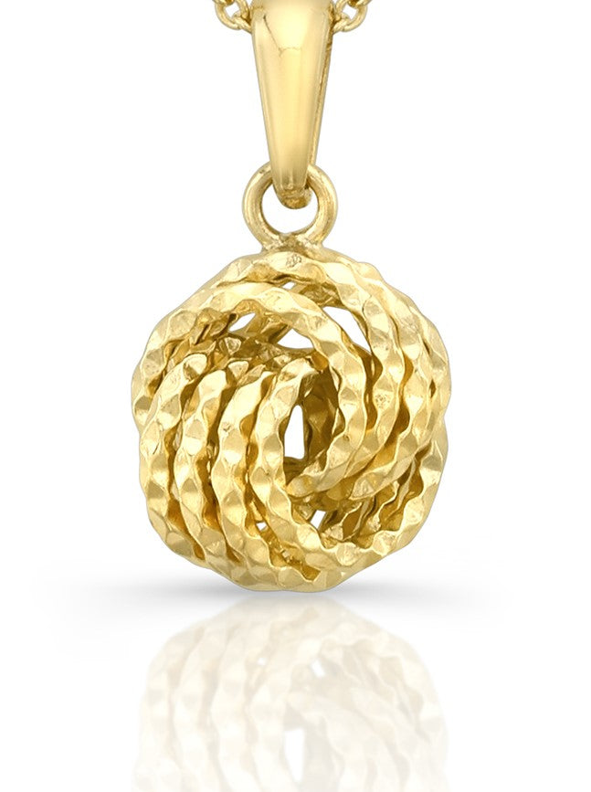 14K Yellow Gold Cable Chain with Love Knot Pendant, 18 Inch – detail view | RockHer