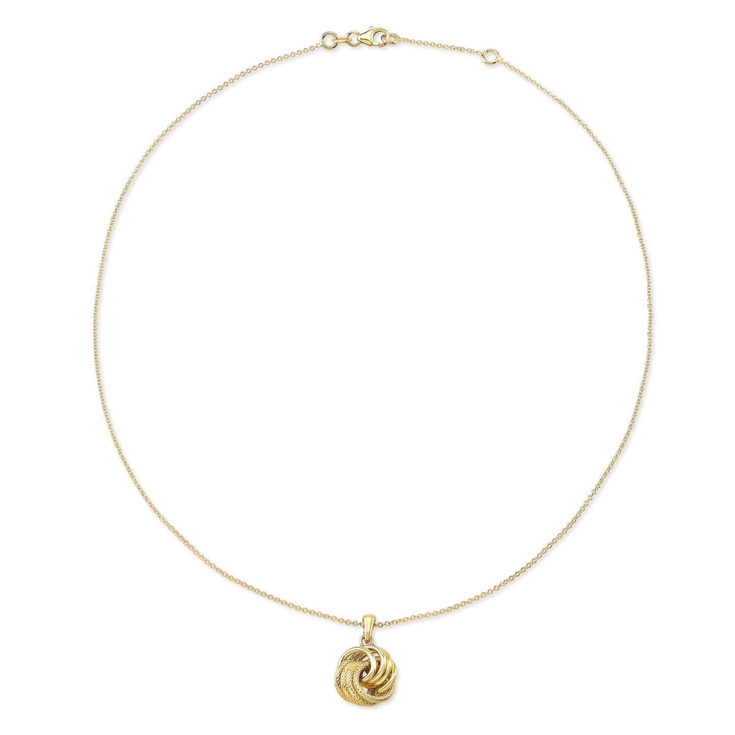 14K Yellow Gold Singapore Chain with Love Knot Pendant, 18 Inch – detail view | RockHer