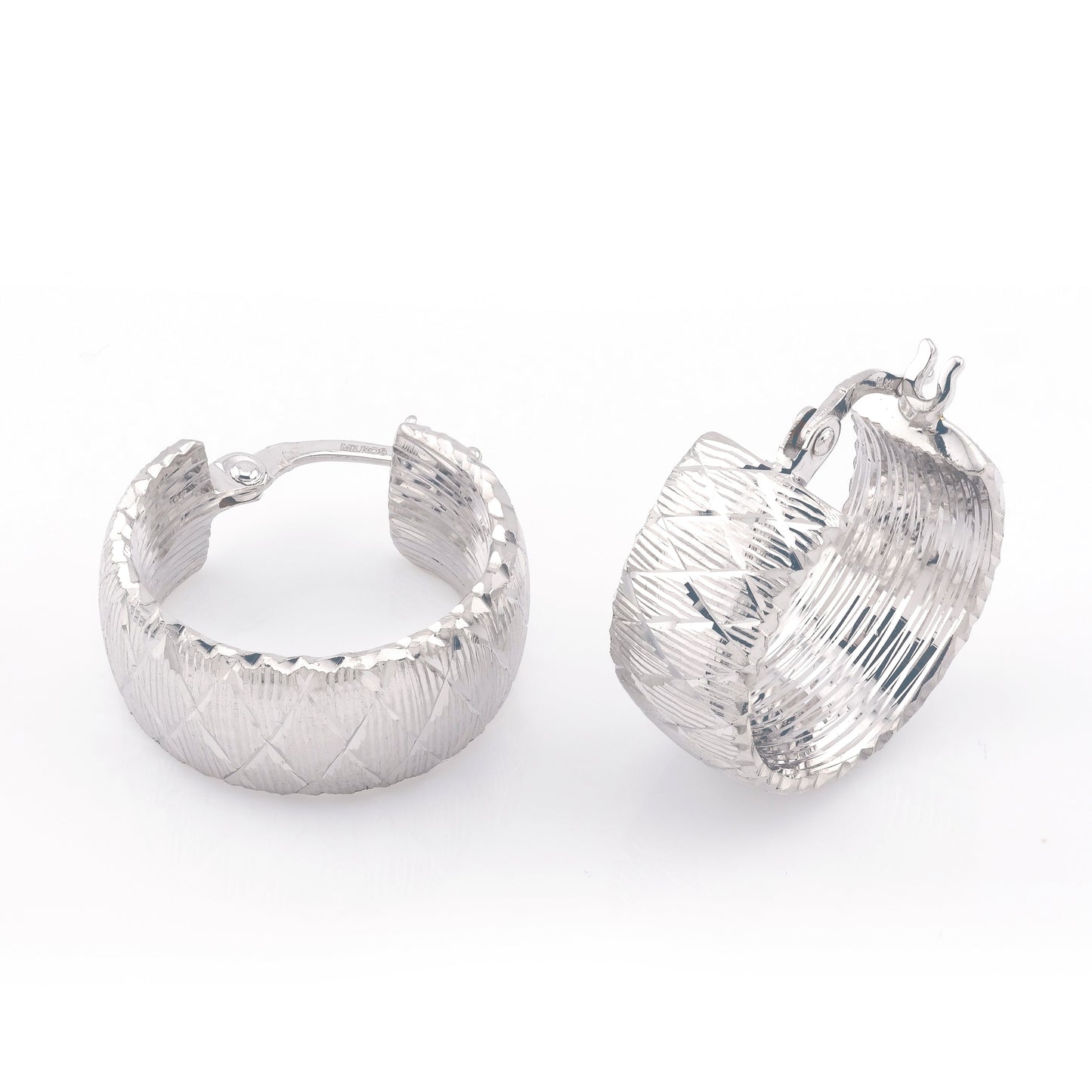 14K Gold Wide Textured Hoop Earrings – view 5 | RockHer