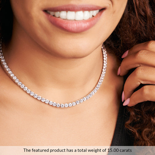 Riviera Lab Grown Diamond Tennis Necklace – EFG Color, VS Clarity, IGI Certified (5–25ctw)
