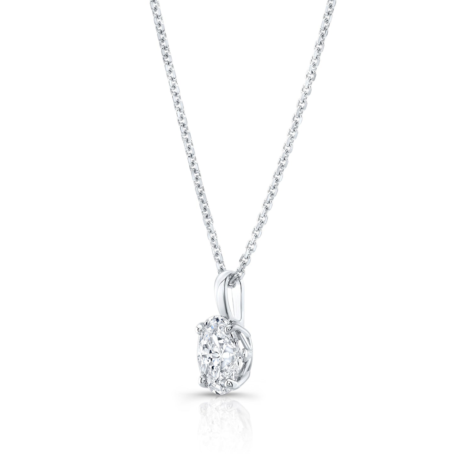 Lab Grown Diamond Oval Solitaire Pendant 4 ct t.w. in White Gold