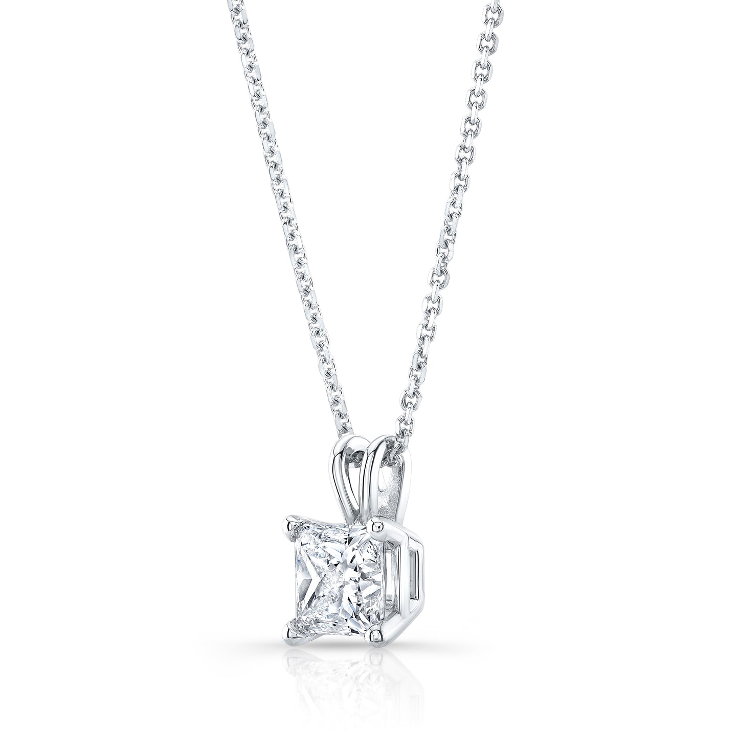 Natural Diamond Princess Cut Solitaire Pendant in Platinum, 3 ct. t.w.