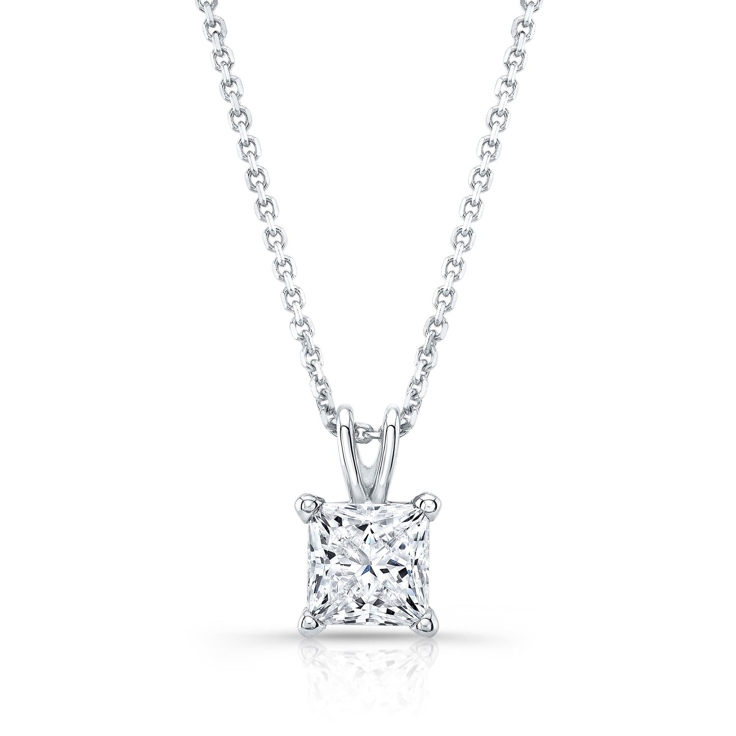 Natural Diamond Princess Solitaire Pendant 2 ct t.w. in White Gold