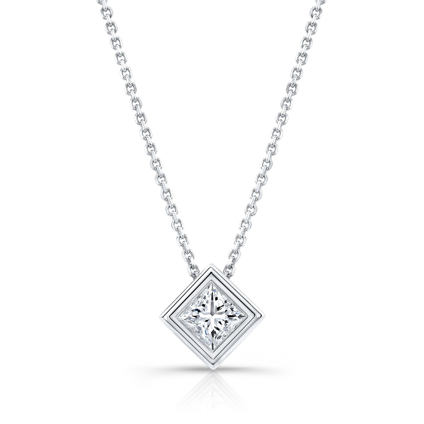 Natural Diamond Princess Solitaire Pendant 1/2 ct t.w. in White Gold