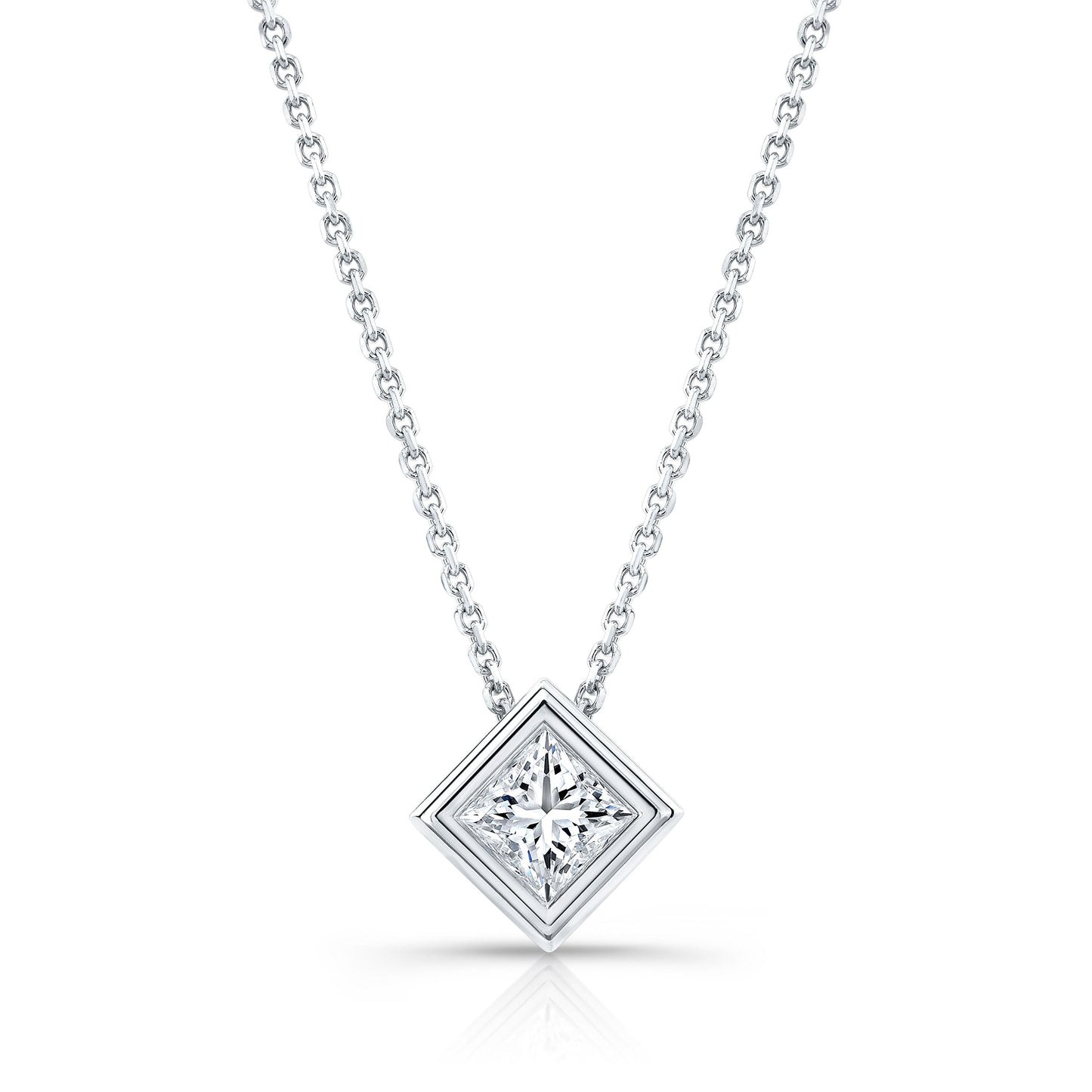 Lab Grown Diamond Princess Solitaire Pendant 2 ct t.w. in White Gold