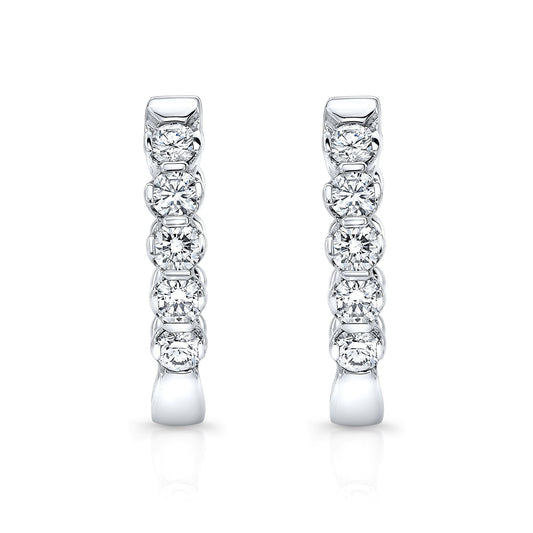 Diamond Hinged Oval Hoop Earrings in 14k White Gold 0.70ctw