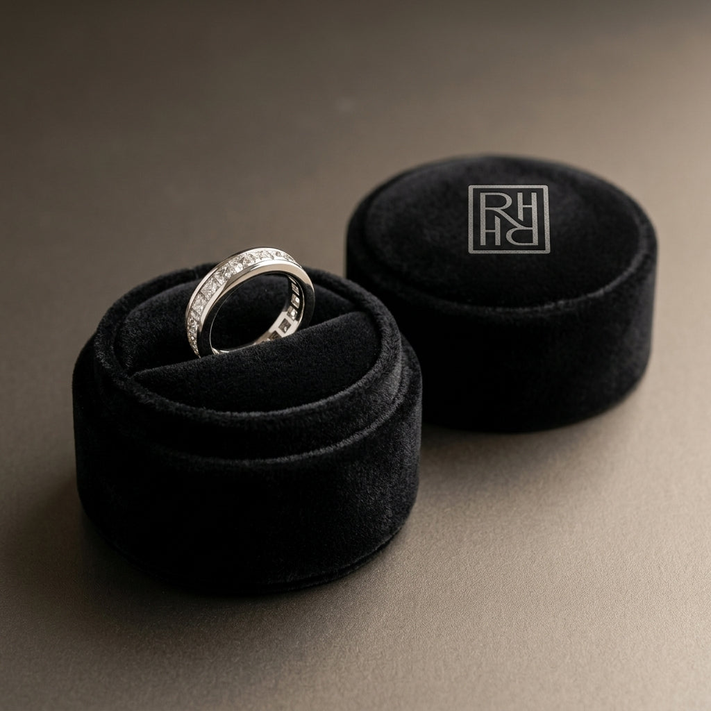 Princess Diamond Eternity Ring in 18K White Gold - presentation