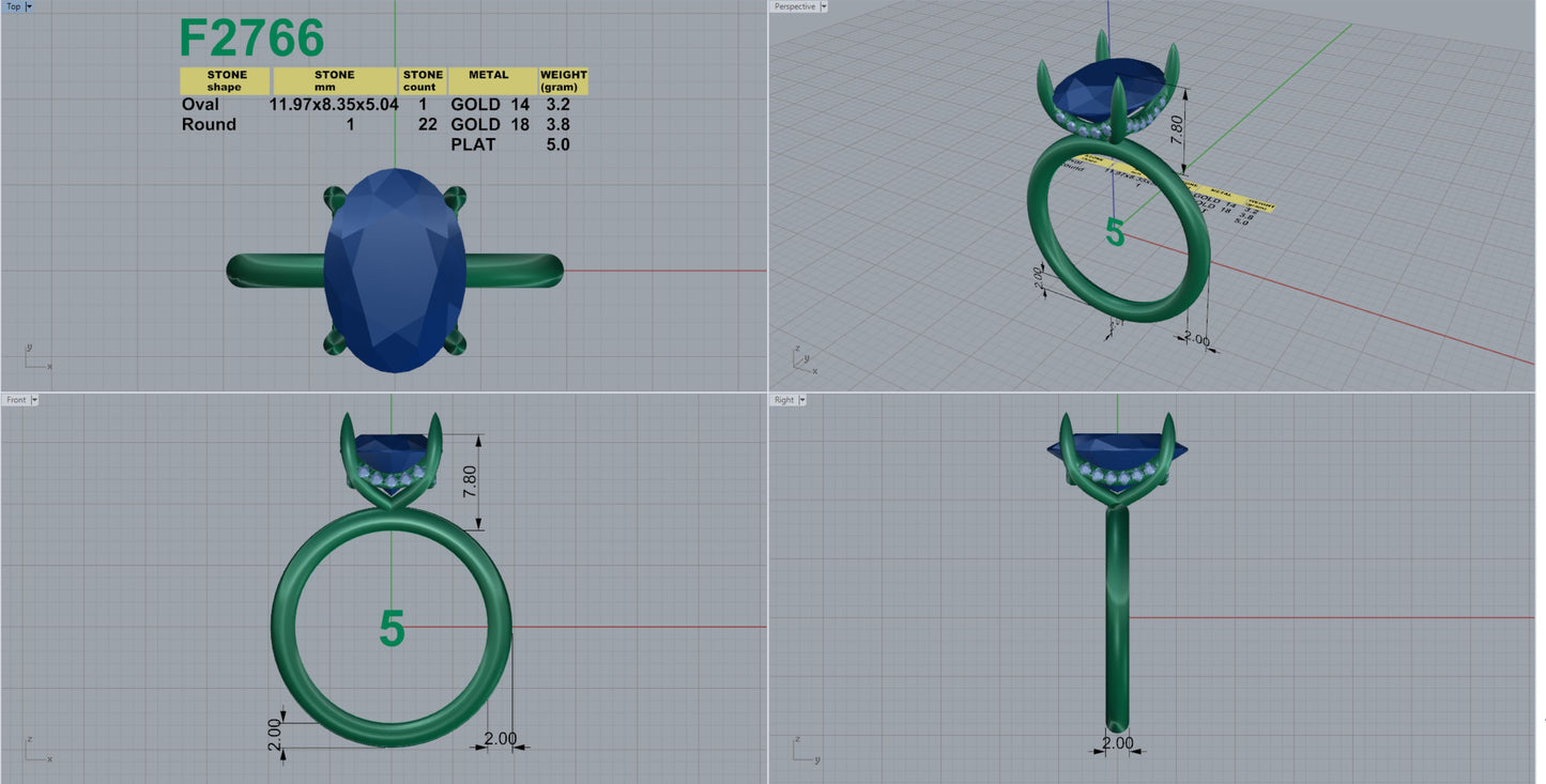 Custom 14K Yellow Gold Ring Guard with Diamond Pave 3/4