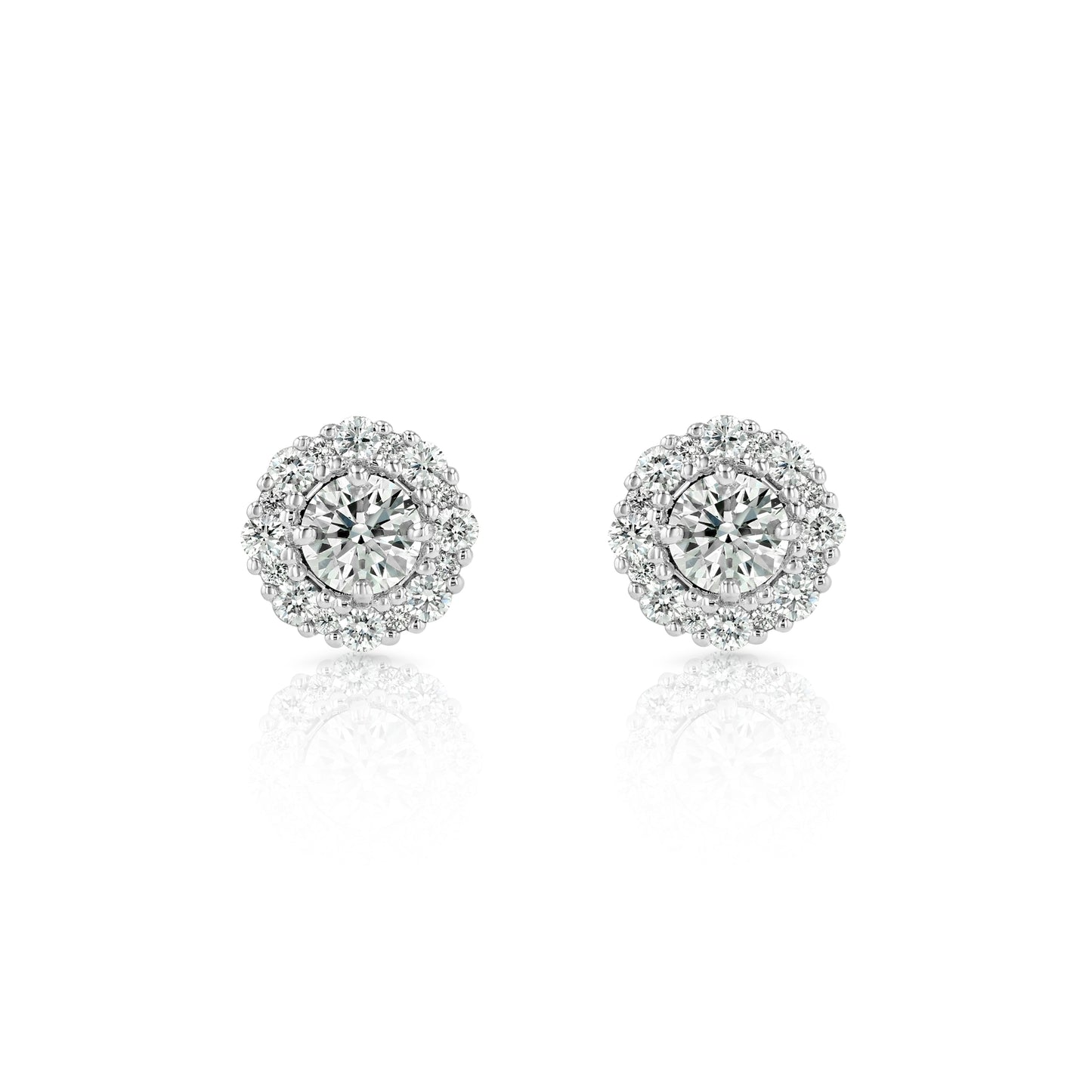 Diamond Halo Stud Earrings in 14k White Gold 1.29ctw (0.40ct Centers)