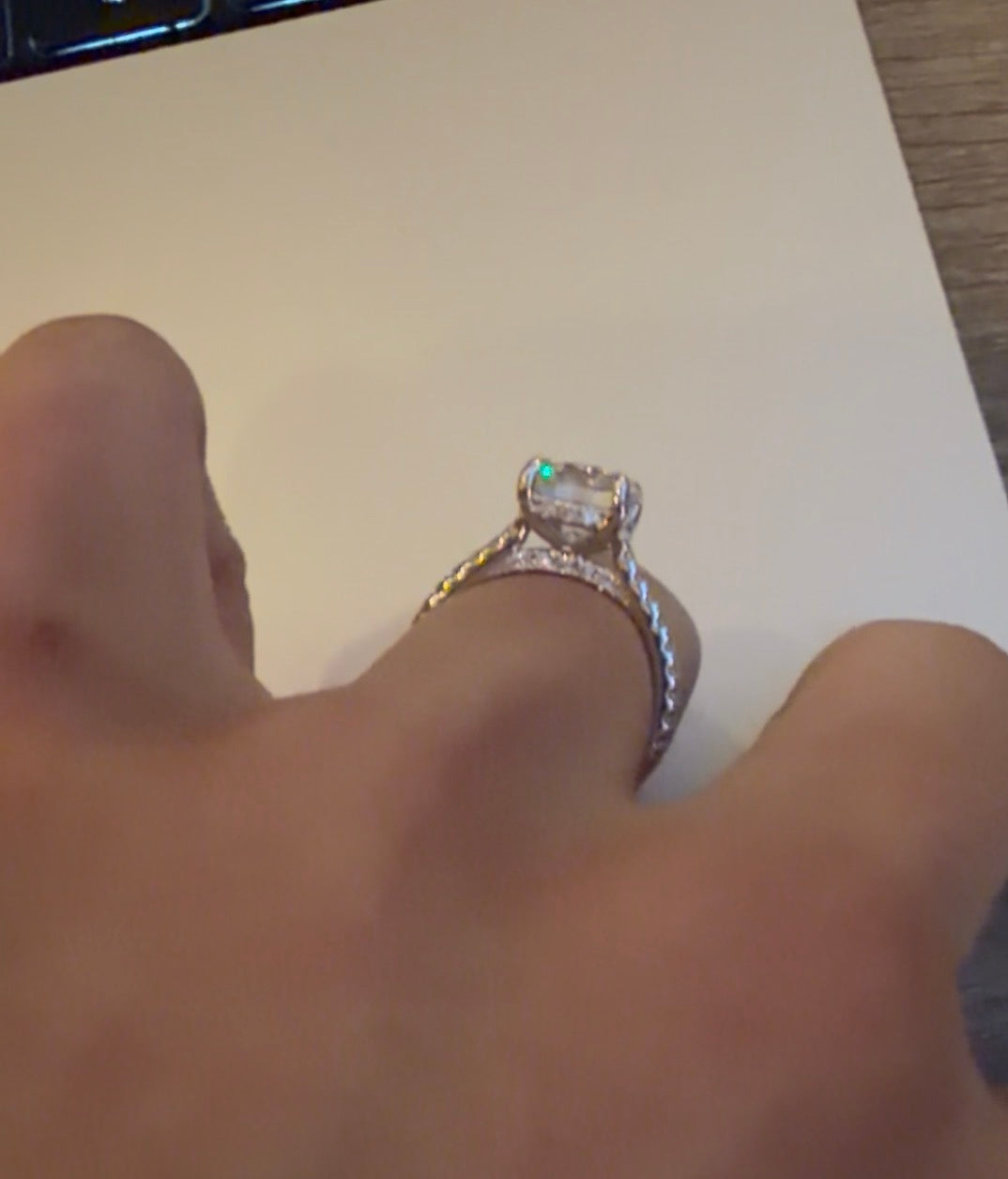 Custom Ring Commission for Catherine: Hidden Halo Cathedral Pave Setting in 18k White Gold
