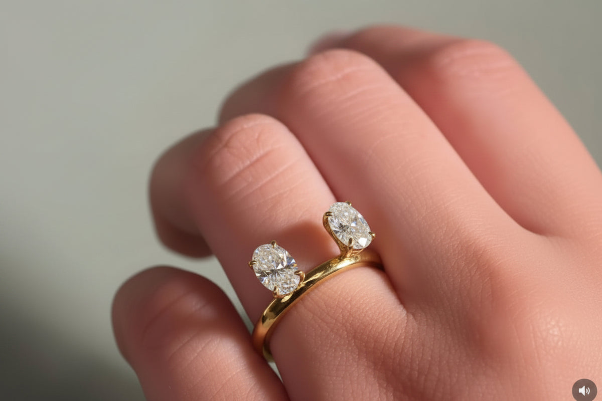 Custom Platinum Contoured East West Oval Three Stone Wedding Band for Elizabeth Donovan | RockHer