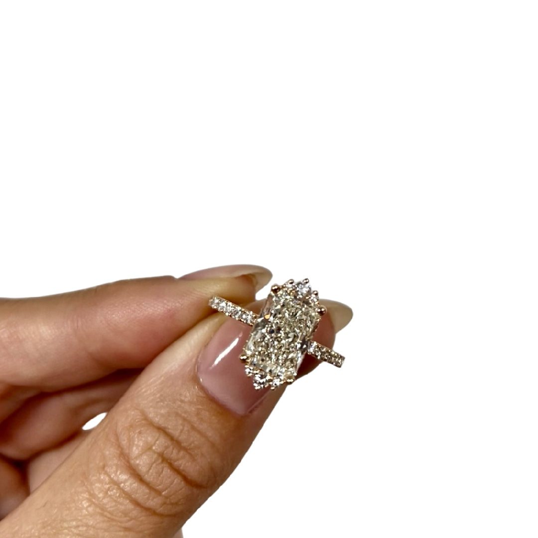 Summer Custom Diamond Ring Setting – Dual Crowns, Hidden Halo, Pave Band