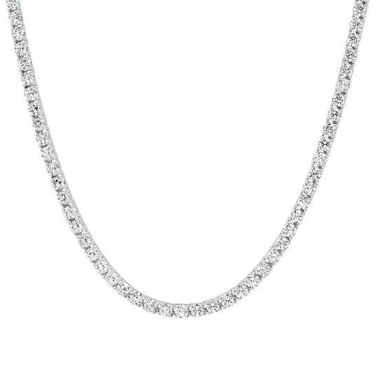 DIAMOND 4-PRONG ROUND NECKLACE IN 14K WHITE GOLD 16 INCHES