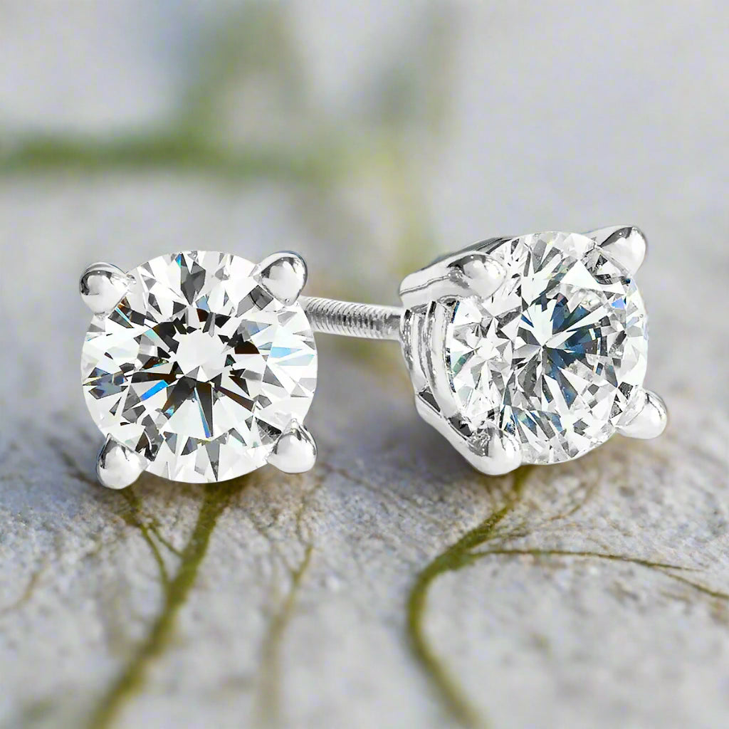 6ct tw Round Brilliant Lab Diamond Stud Earrings, in 14K White Gold, view 5 | RockHer