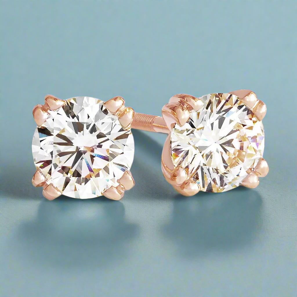 5 Carat IGI Certified Ideal Cut Colorless VS Lab Diamond Stud Earrings – 14K Gold or Platinum