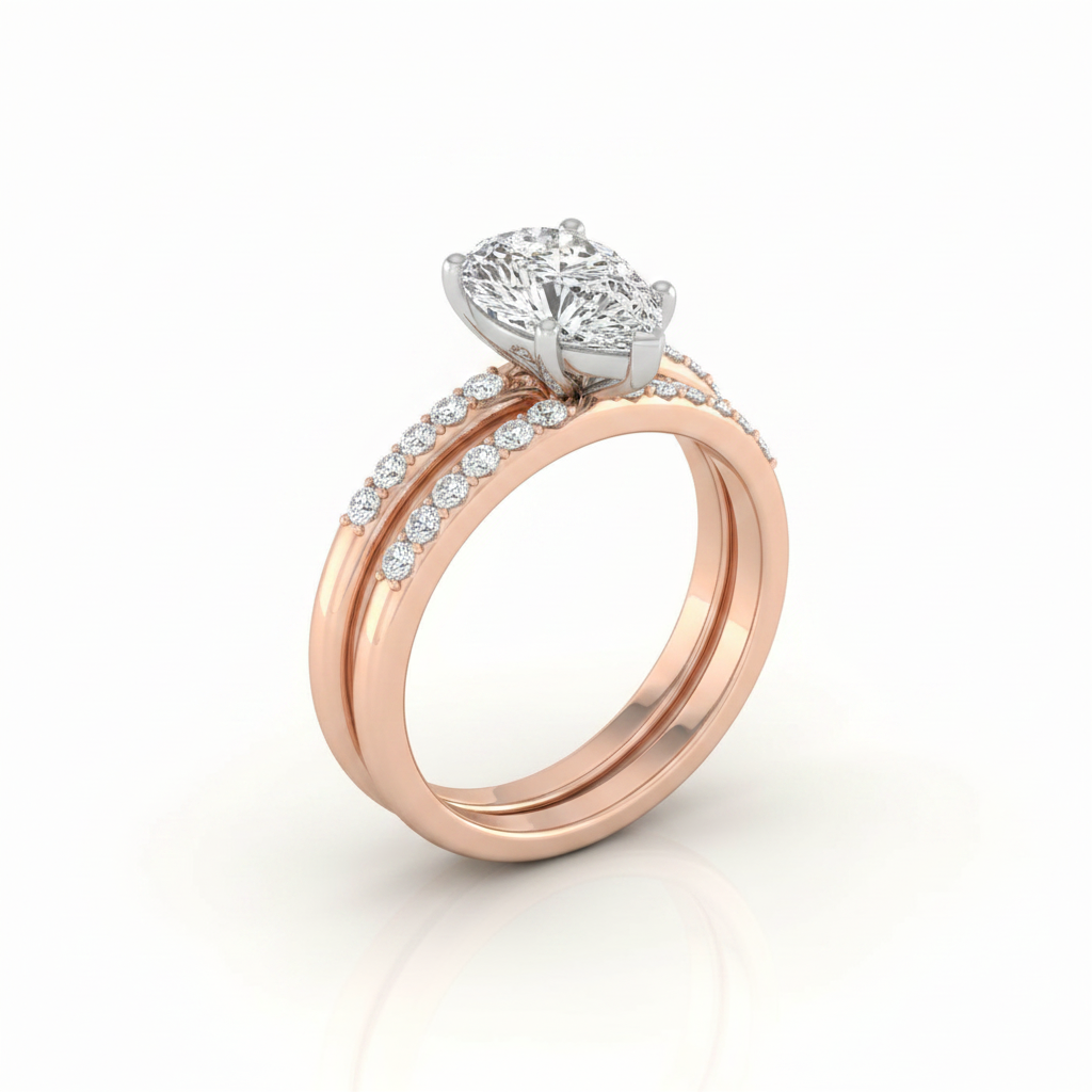 The Abbey Matching Wedding Band, Princess in 14K Rose Gold | RockHer