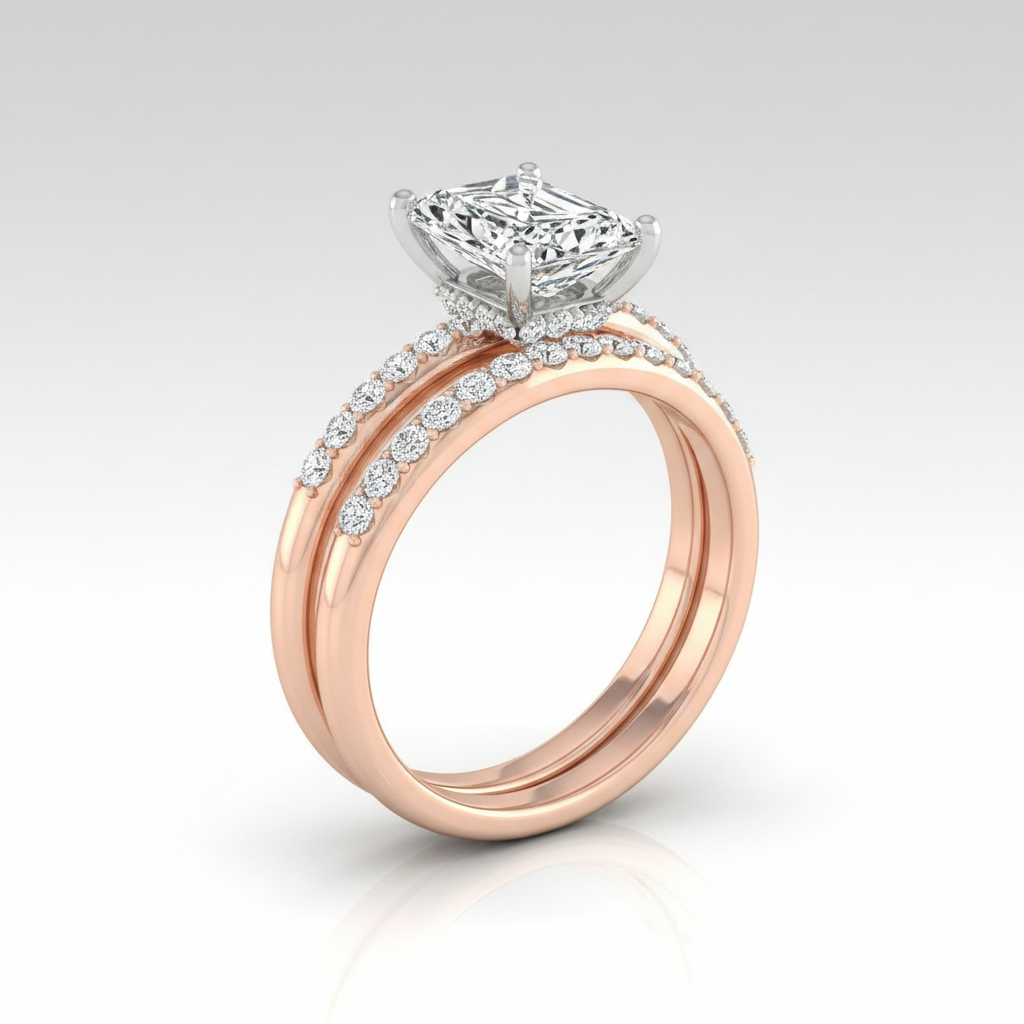 The Abbey Matching Wedding Band, Radiant in 14K Rose Gold | RockHer