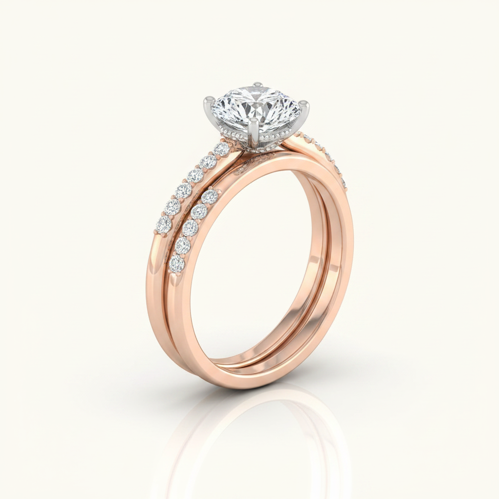 The Abbey Matching Wedding Band, Round in 14K Rose Gold | RockHer