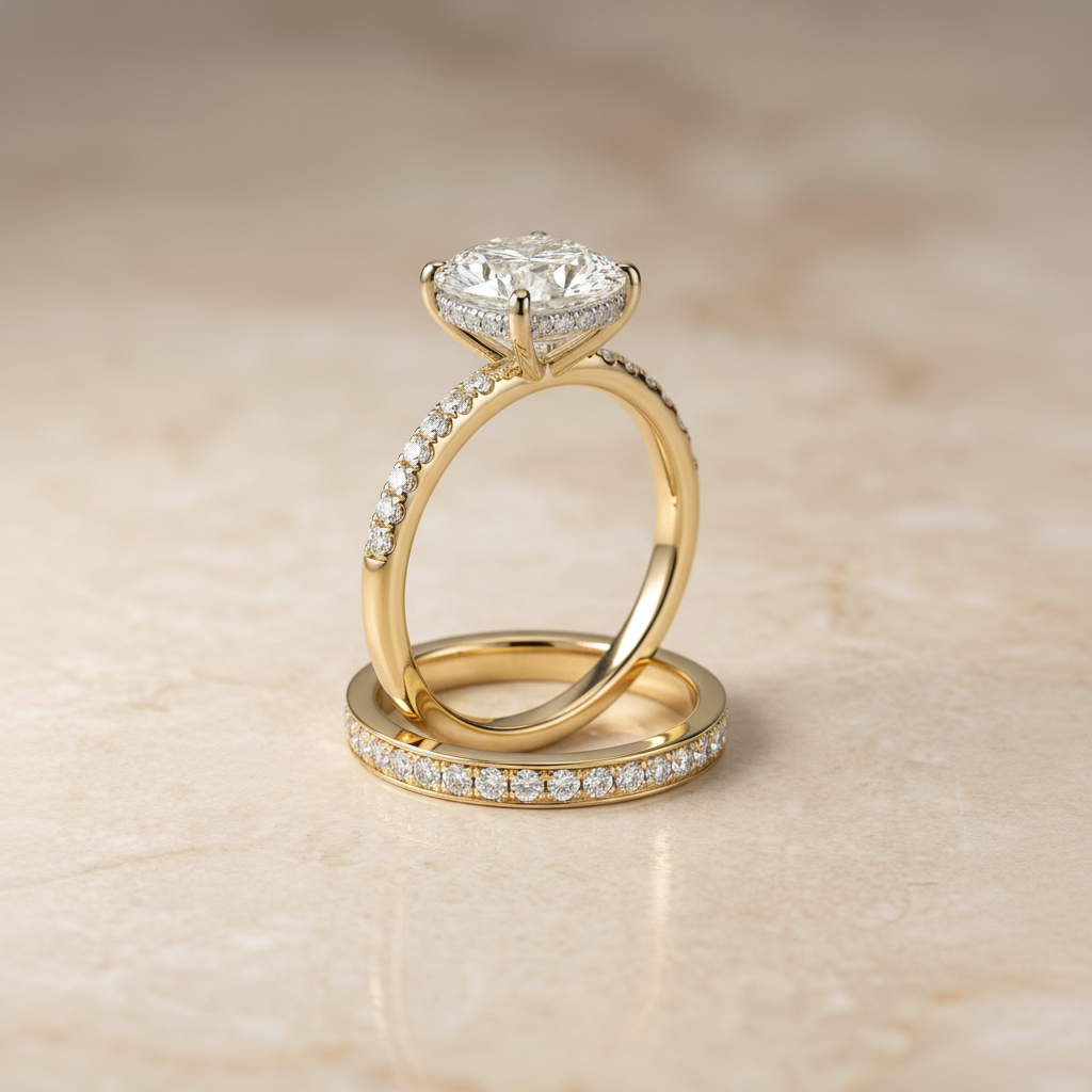 The Abbey Matching Wedding Band, Oval in 18K Yellow Gold | RockHer