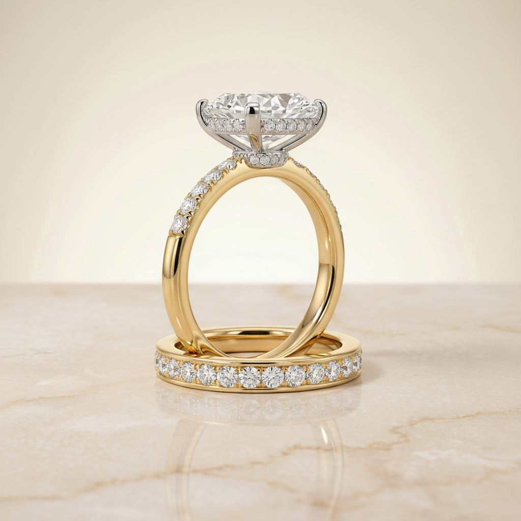 The Abbey Matching Wedding Band, Princess in 18K Yellow Gold | RockHer