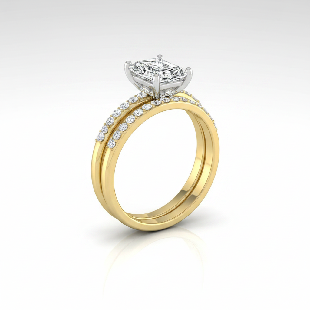 The Abbey Matching Wedding Band, Radiant in 18K Yellow Gold | RockHer
