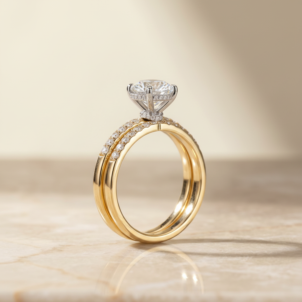 The Abbey Matching Wedding Band, Round in 18K Yellow Gold | RockHer
