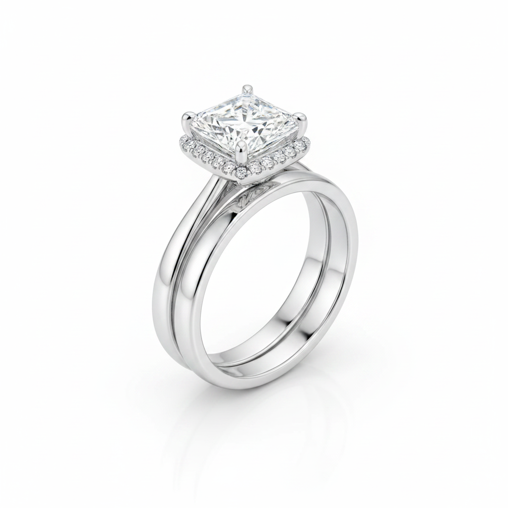 The Abbey Matching Wedding Band, Princess in Platinum | RockHer