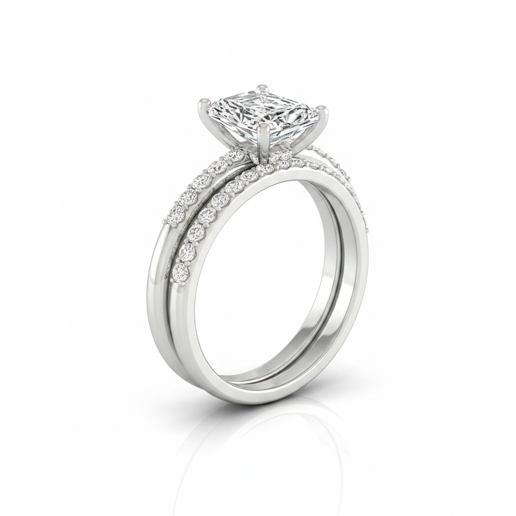 The Abbey Matching Wedding Band, Radiant in Platinum | RockHer