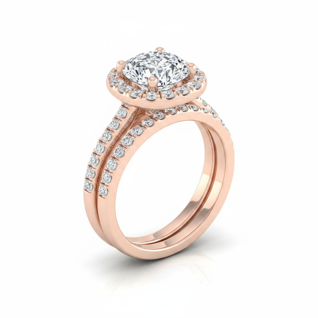 The Adriana Matching Wedding Band, Cushion in 14K Rose Gold | RockHer