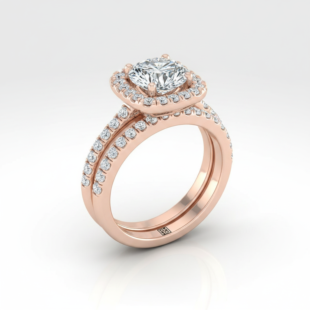 The Adriana Matching Wedding Band, Round in 14K Rose Gold | RockHer