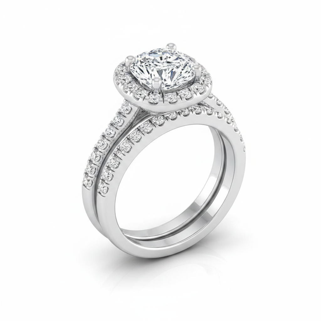 The Adriana Matching Wedding Band, Cushion in 18K White Gold | RockHer