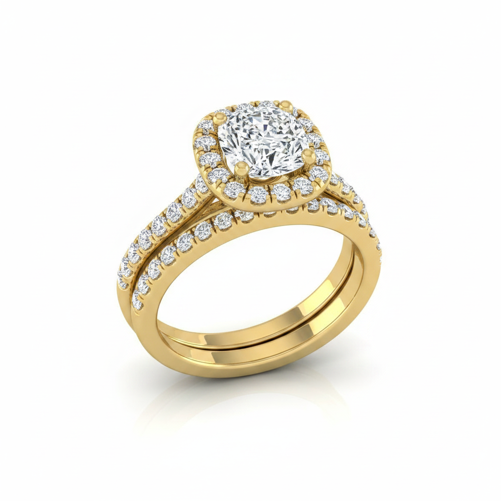 The Adriana Matching Wedding Band, Cushion in 18K Yellow Gold | RockHer