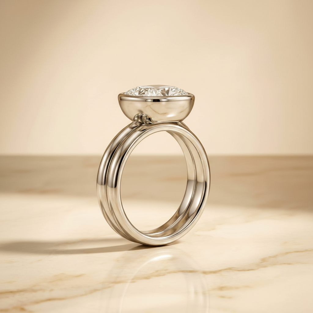 The Agnes Matching Wedding Band, Cushion in 18K White Gold | RockHer