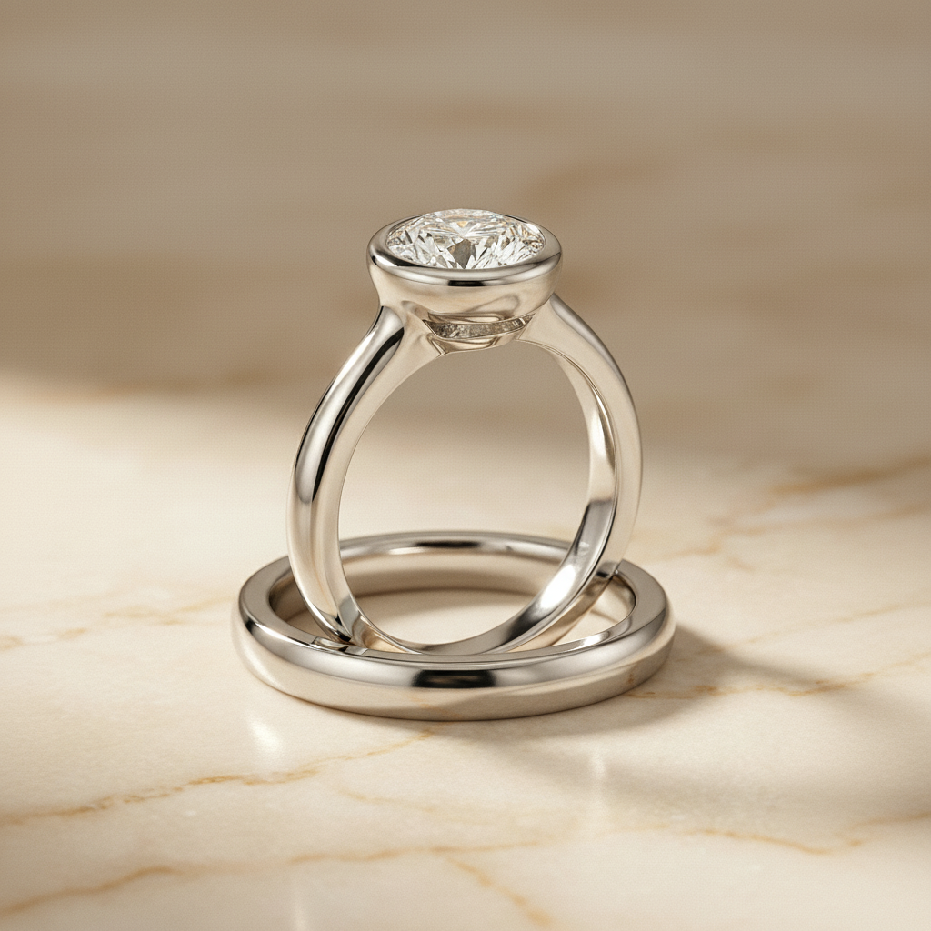The Agnes Matching Wedding Band, Round in 18K White Gold | RockHer