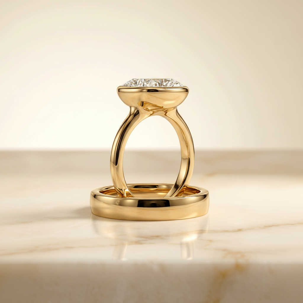 The Agnes Matching Wedding Band, Cushion in 18K Yellow Gold | RockHer