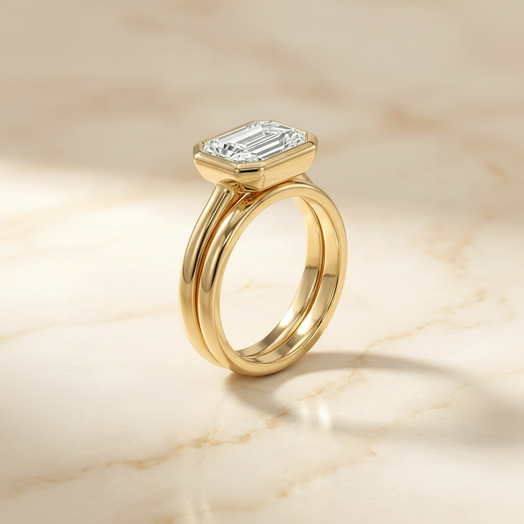The Agnes Matching Wedding Band, Emerald in 18K Yellow Gold | RockHer