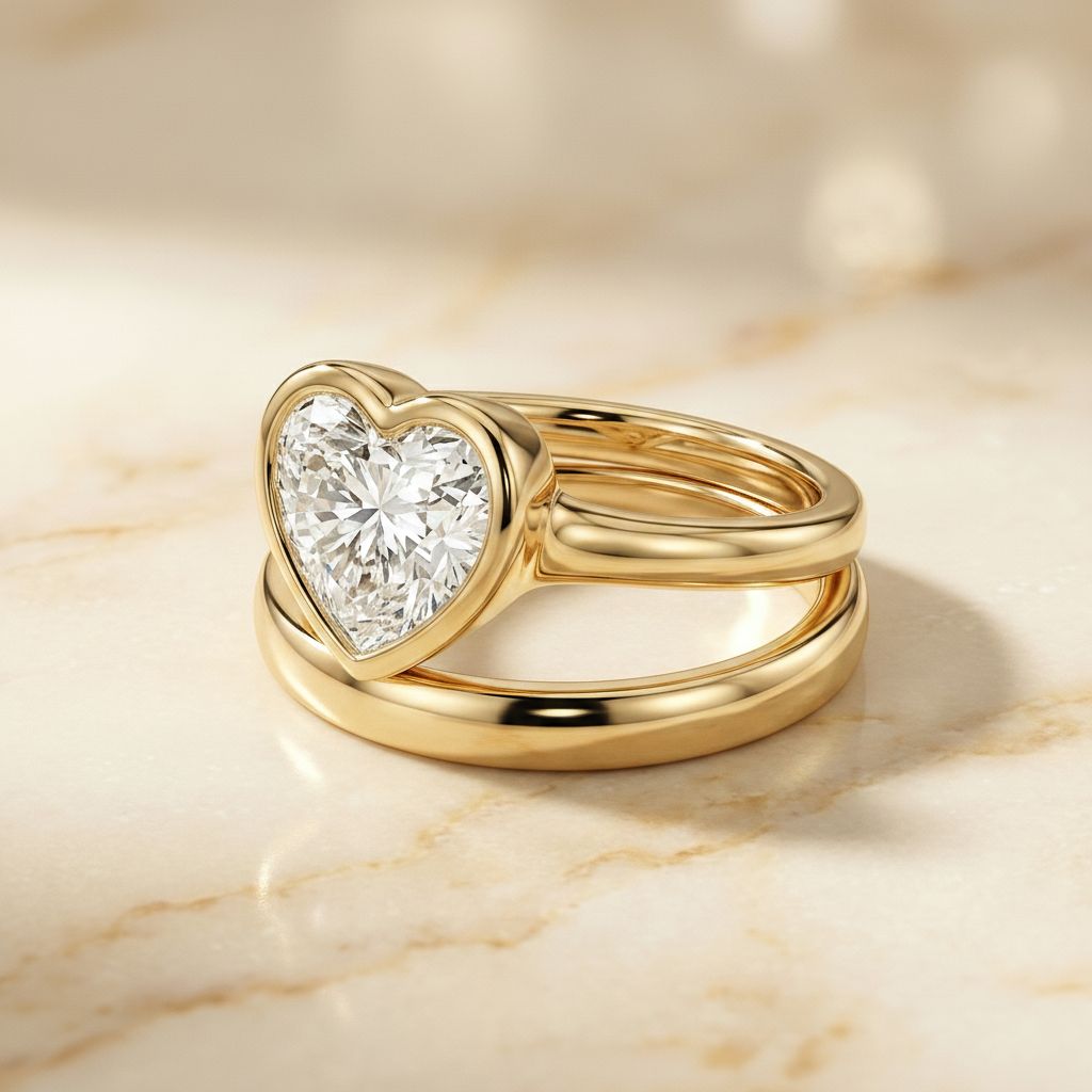 The Agnes Matching Wedding Band, Heart in 18K Yellow Gold | RockHer