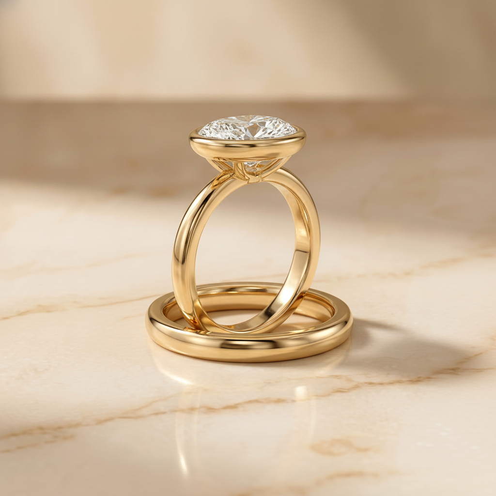 The Agnes Matching Wedding Band, Oval in 18K Yellow Gold | RockHer