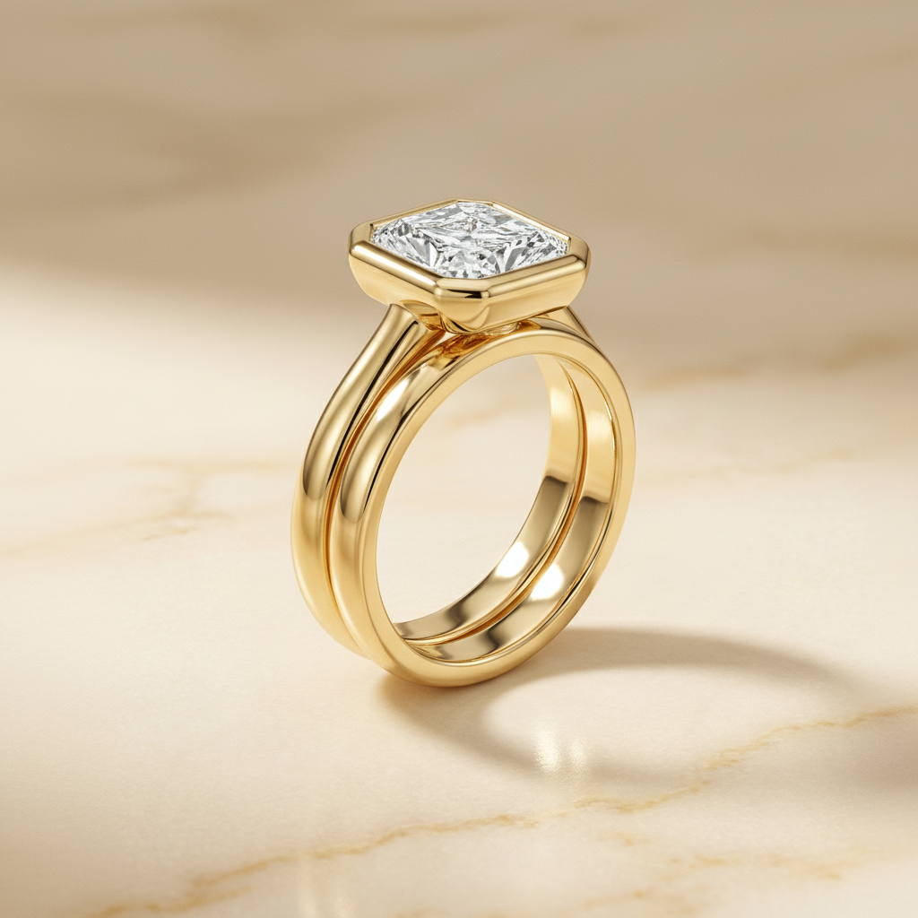 The Agnes Matching Wedding Band, Radiant in 18K Yellow Gold | RockHer