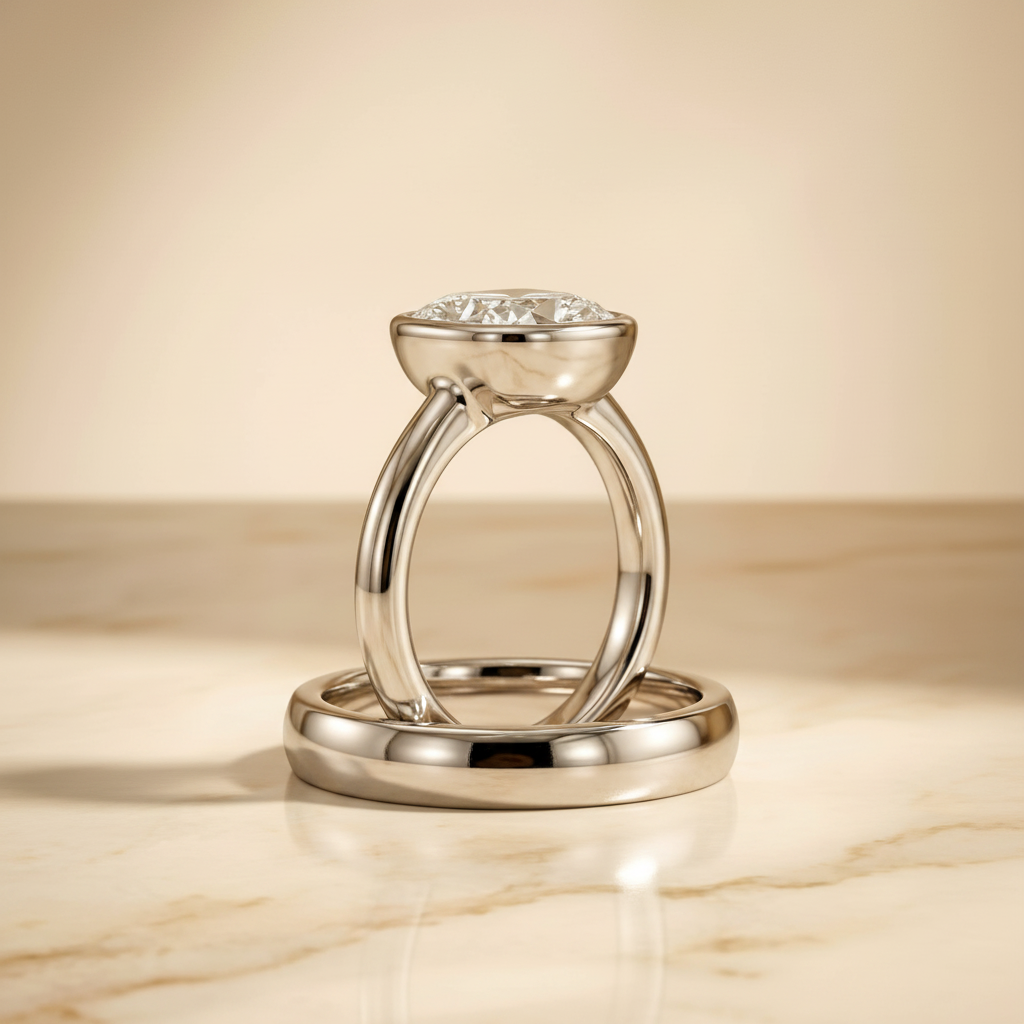 The Agnes Matching Wedding Band, Cushion in Platinum | RockHer