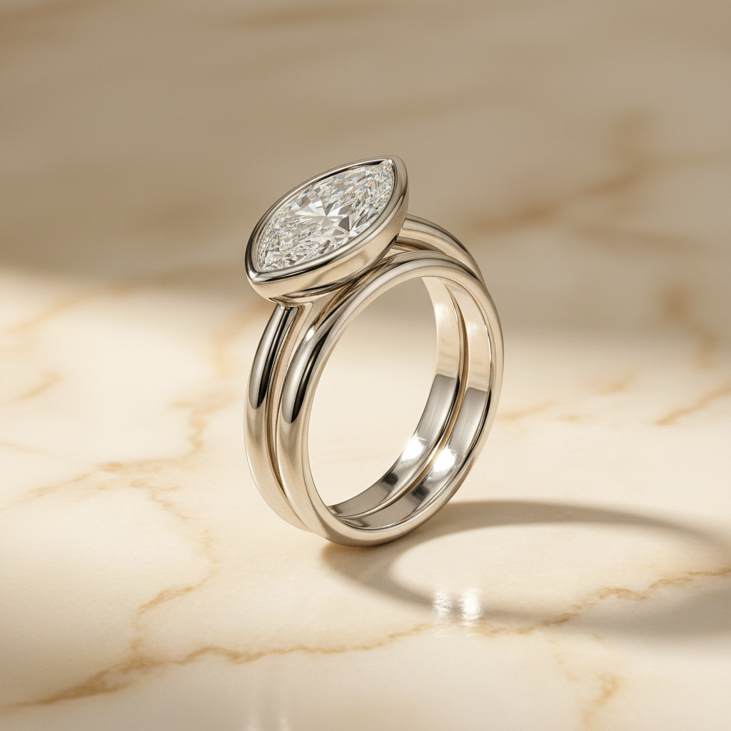 The Agnes Matching Wedding Band, Marquise in Platinum | RockHer