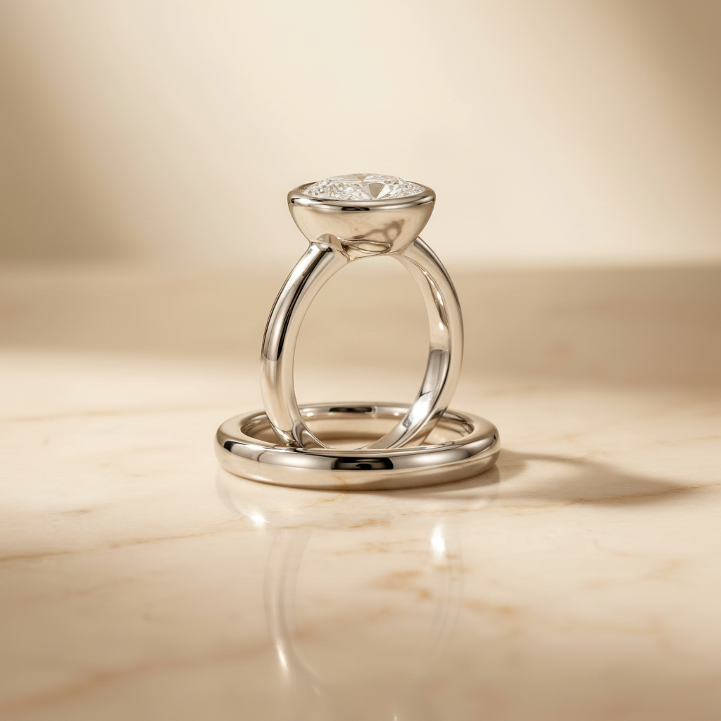 The Agnes Matching Wedding Band, Oval in Platinum | RockHer