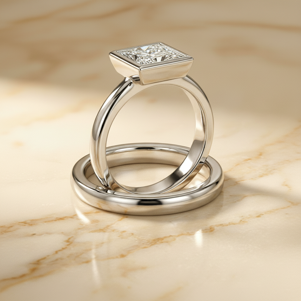 The Agnes Matching Wedding Band, Princess in Platinum | RockHer