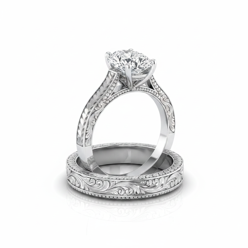 The Aida Matching Wedding Band, Oval in 18K White Gold
