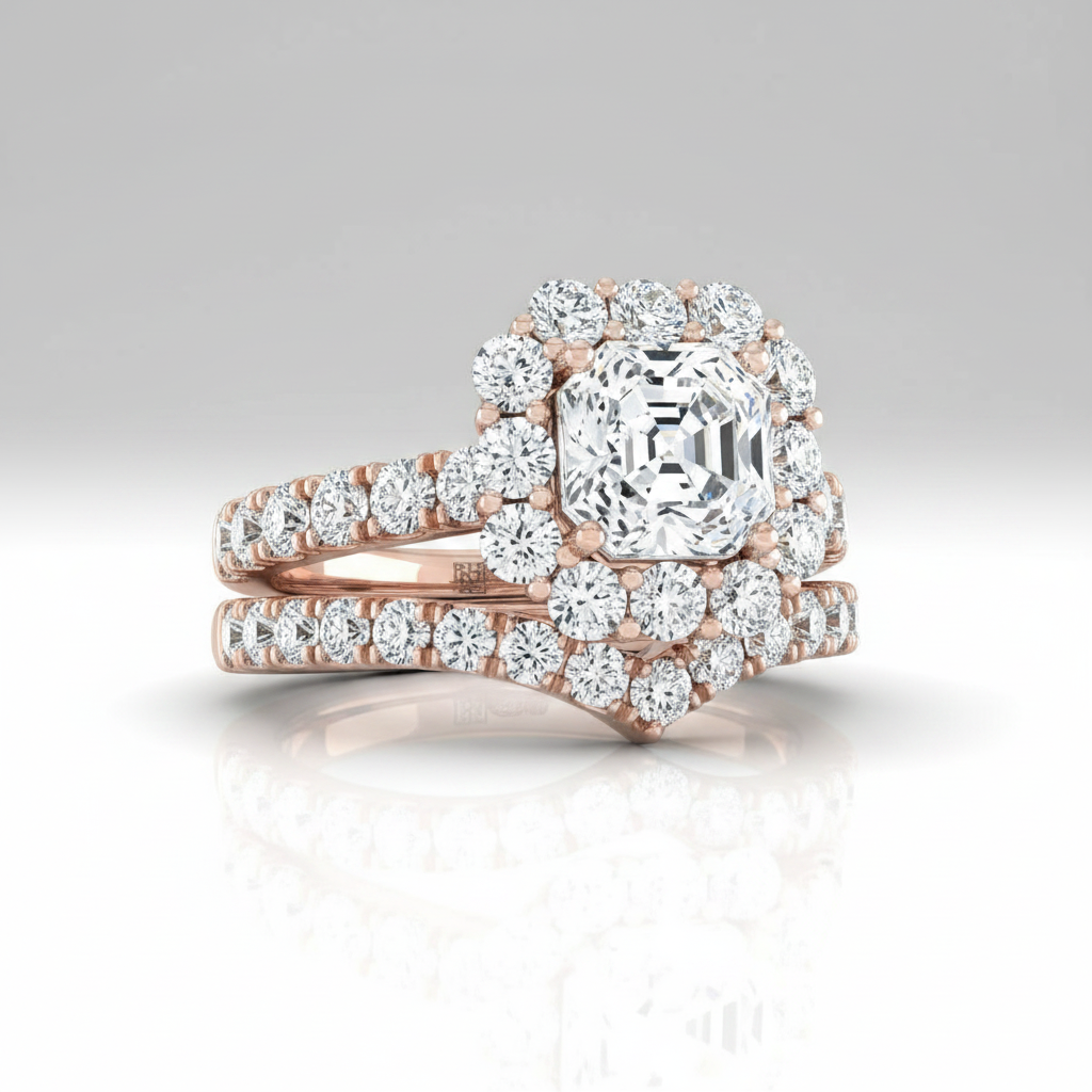 The Alannah Matching Wedding Band, Asscher in 14K Rose Gold | RockHer