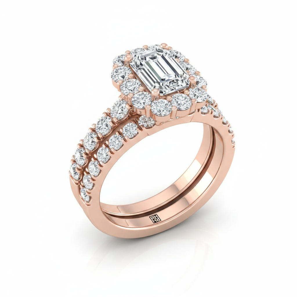 The Alannah Matching Wedding Band, Emerald in 14K Rose Gold | RockHer