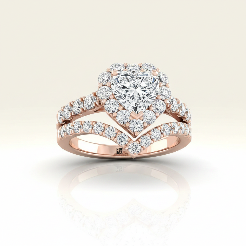 The Alannah Matching Wedding Band, Heart in 14K Rose Gold | RockHer