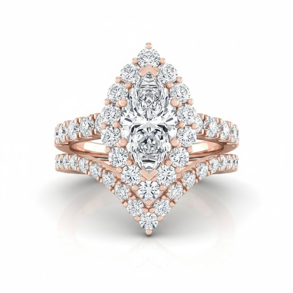 The Alannah Matching Wedding Band, Marquise in 14K Rose Gold | RockHer