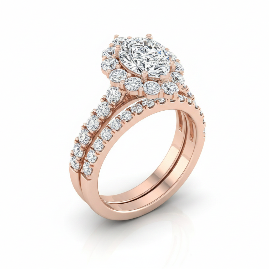 The Alannah Matching Wedding Band, Pear in 14K Rose Gold | RockHer