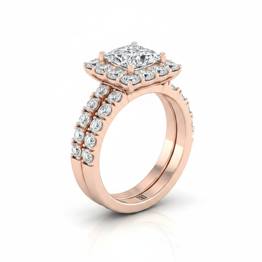 The Alannah Matching Wedding Band, Princess in 14K Rose Gold | RockHer